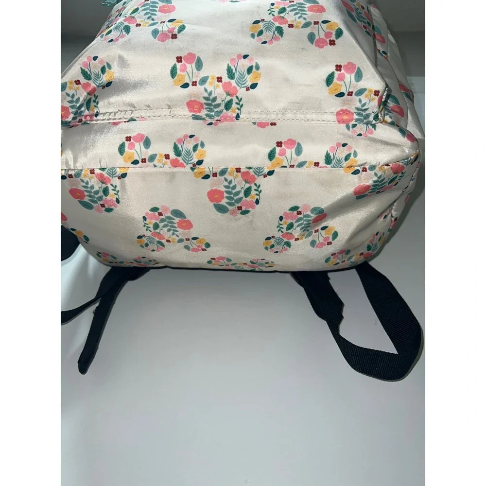 Disney Mickey Mouse Floral Backpack Cream Satin Bioworld Spring Bloom Bag